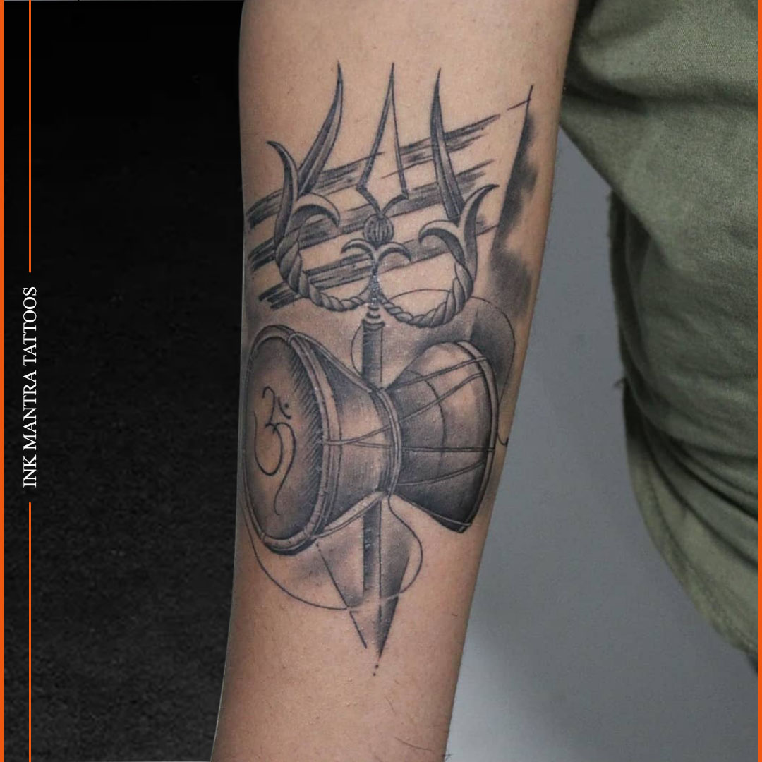 Ink Mantra tattoos #trishultattoo #damrutattoo #shivatattoo