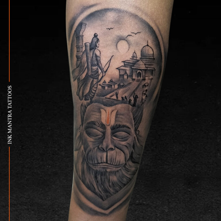 Lord Hanumana and Ram Tattoo by Ink Mantra Tattoos, #inkmantratattoos #tattoo #besttatoo