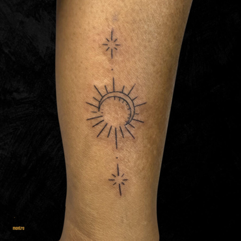 Small Sun, Moon And Star Tattoo By Ink Mantra Tattoos