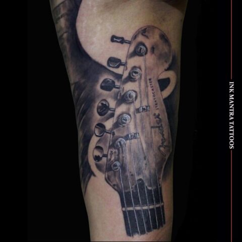 Realistic Guitar Tattoo Done By Vishal Fugare At Ink Mantra Tattoos