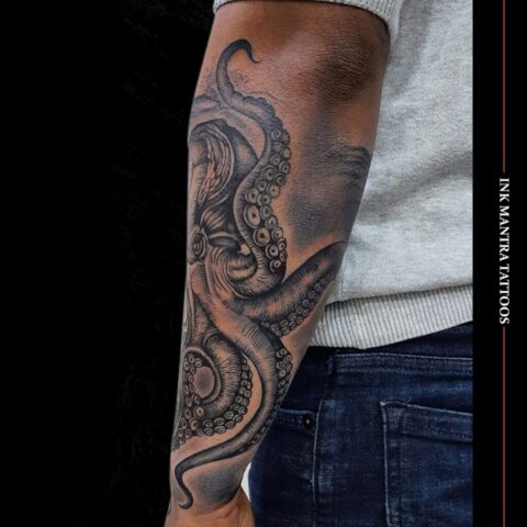 Best Black And Grey Octopus Tattoo By Ink Mantra Tattoos Pune