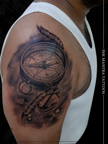 Realistic Compass Tattoo By Ink Mantra Tattoo Shop Pune - Ink Mantra Tattoo Studio