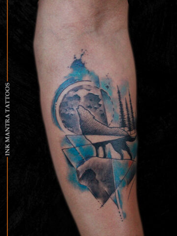 Abstract Wolf Tattoo By Ink Mantra Tattoos - Ink Mantra Tattoo Studio