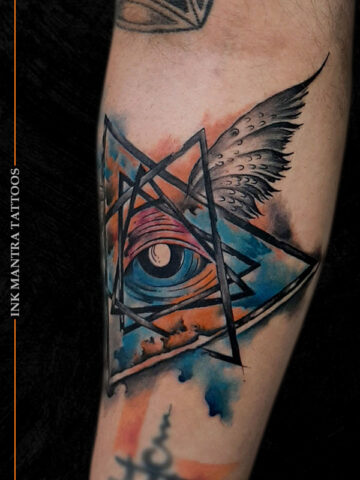 All Seeing Eye With Feather Tattoo By Ink Mantra Tattoos Pune - Ink Mantra Tattoo Studio