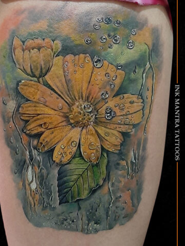 Beautiful Flower Realistic Tattoo By Ink Mantra Tattoos - Ink Mantra Tattoo Studio