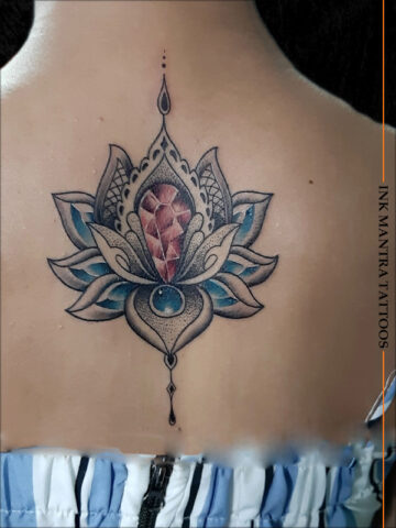 Lotus With Diamond Tattoo By Ink Mantra Tattoos Pune - Ink Mantra Tattoo Studio