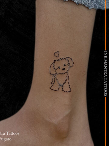 Mesmerising Outline Dog Tattoo - Ink Mantra Tattoo Studio